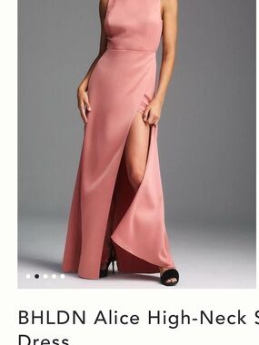 BHLDN Satin High-Neck Gown in Rose Pink